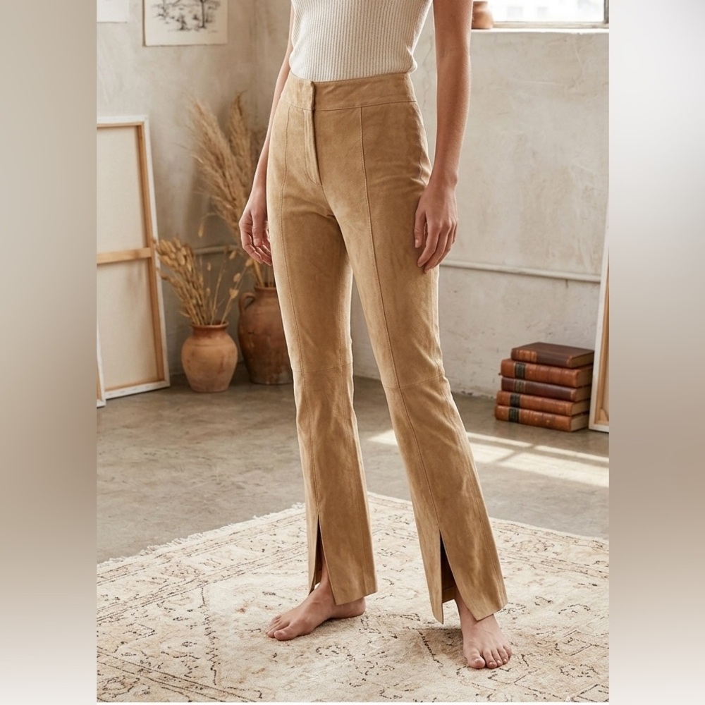 Women’s Wilson Leather Split Hem Swede Pants Size 8 Genuine Leather Vintage Y2K